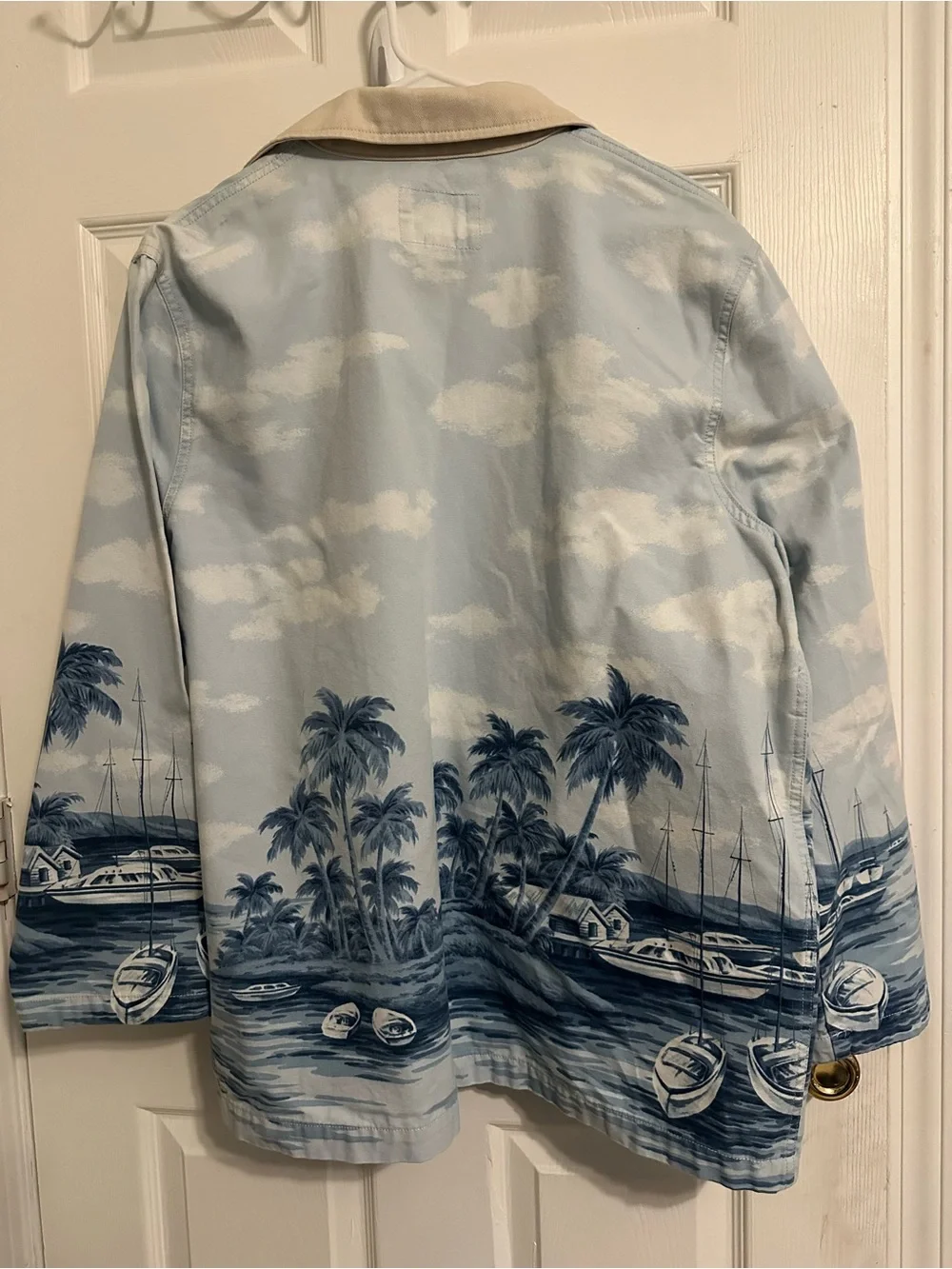 Lauren Ralph Lauren Women’ Naval Supply Company Jacket L Button Light Blue Beige - Picture 4 of 6